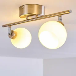 hofstein Plafonnier Motala LED Nickel mat, 2 lumières, Télécommandes, Changeur de couleurs