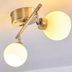 hofstein Plafonnier Motala LED Nickel mat, 2 lumières, Télécommandes, Changeur de couleurs