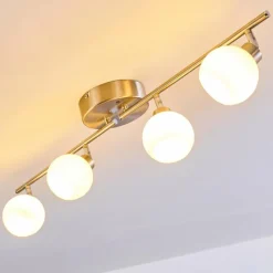 hofstein Plafonnier Motala LED Nickel mat, 4 lumières, Télécommandes, Changeur de couleurs