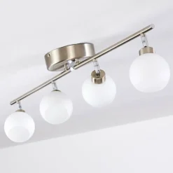 hofstein Plafonnier Motala LED Nickel mat, 4 lumières, Télécommandes, Changeur de couleurs