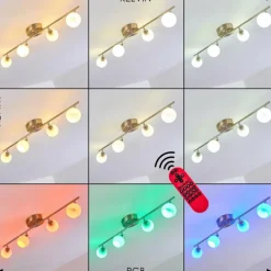 hofstein Plafonnier Motala LED Nickel mat, 4 lumières, Télécommandes, Changeur de couleurs