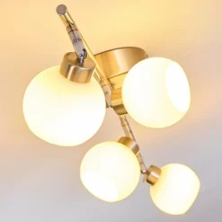 hofstein Plafonnier Motala LED Nickel mat, 4 lumières, Télécommandes, Changeur de couleurs