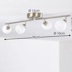 hofstein Plafonnier Motala LED Nickel mat, 4 lumières, Télécommandes, Changeur de couleurs
