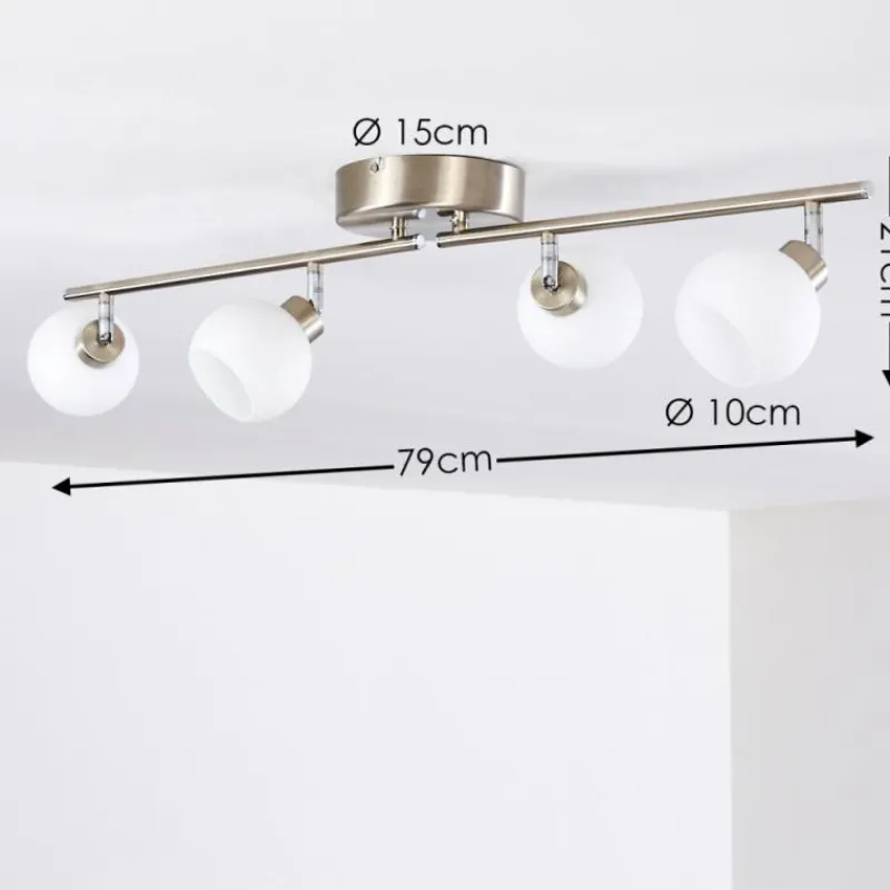 hofstein Plafonnier Motala LED Nickel mat, 4 lumières, Télécommandes, Changeur de couleurs