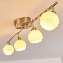 hofstein Plafonnier Motala LED Nickel mat, 4 lumières, Télécommandes, Changeur de couleurs