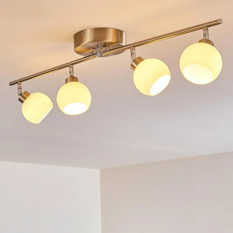 hofstein Plafonnier Motala LED Nickel mat, 4 lumières, Télécommandes, Changeur de couleurs