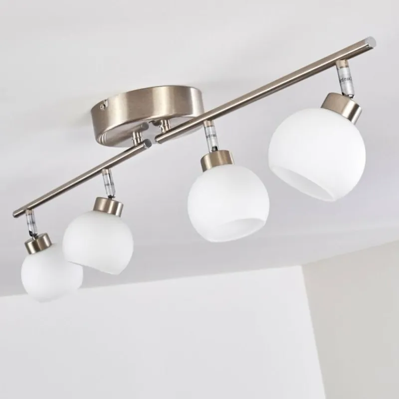 hofstein Plafonnier Motala LED Nickel mat, 4 lumières, Télécommandes, Changeur de couleurs