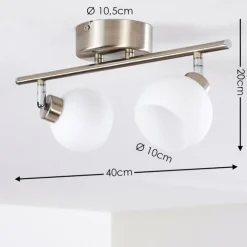 hofstein Plafonnier Motala LED Nickel mat, 2 lumières, Télécommandes, Changeur de couleurs