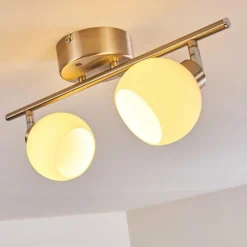 hofstein Plafonnier Motala LED Nickel mat, 2 lumières, Télécommandes, Changeur de couleurs