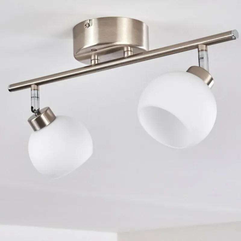 hofstein Plafonnier Motala LED Nickel mat, 2 lumières, Télécommandes, Changeur de couleurs