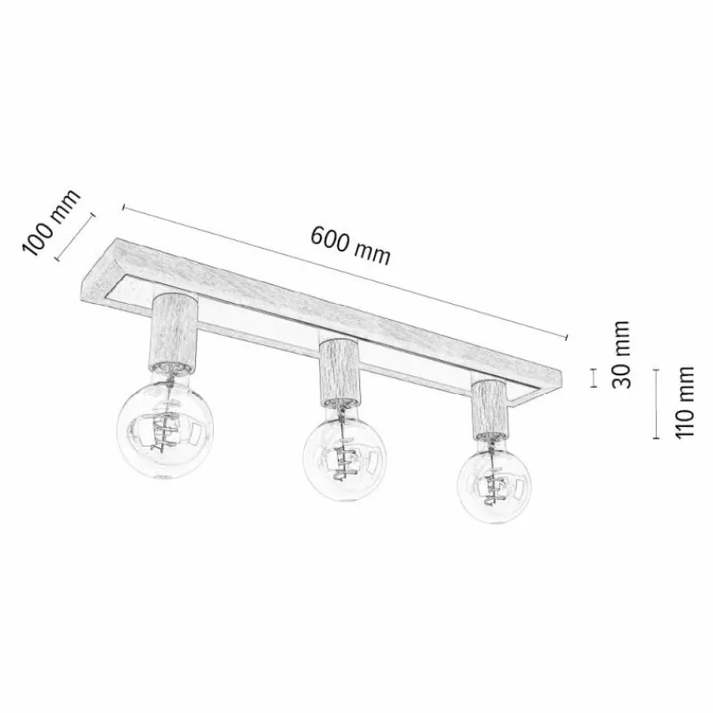 hofstein Plafonnier Mugueta Bois clair, 3 lumières