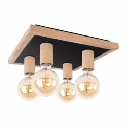 hofstein Plafonnier Mugueta Bois clair, 4 lumières