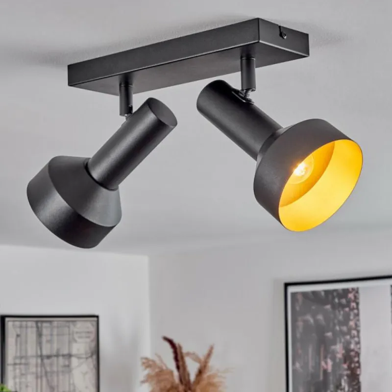 Lampes Dorées-hofstein Plafonnier Musko Noir, 2 lumières