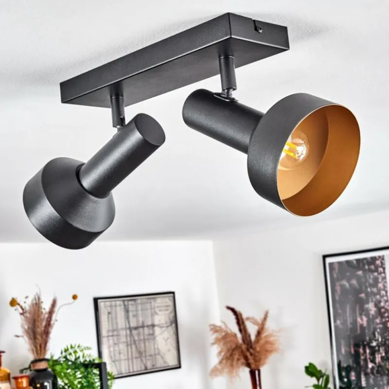 Lampes Dorées-hofstein Plafonnier Musko Noir, 2 lumières