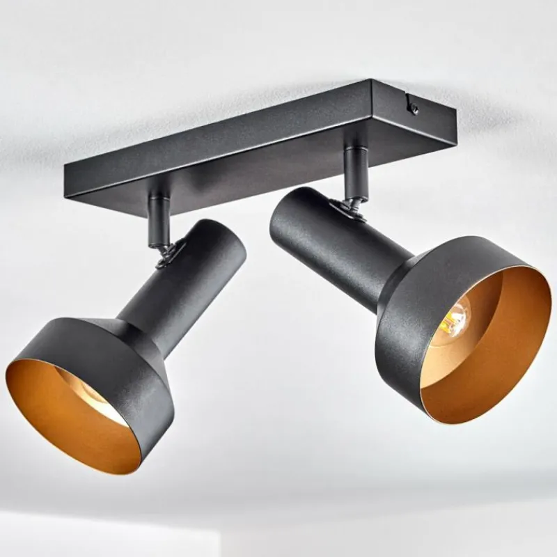 Lampes Dorées-hofstein Plafonnier Musko Noir, 2 lumières