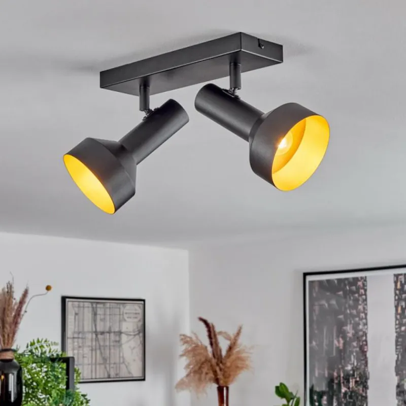 Lampes Dorées-hofstein Plafonnier Musko Noir, 2 lumières