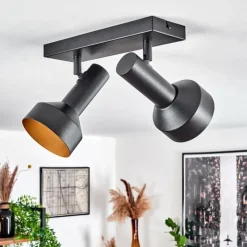 Lampes Dorées-hofstein Plafonnier Musko Noir, 2 lumières