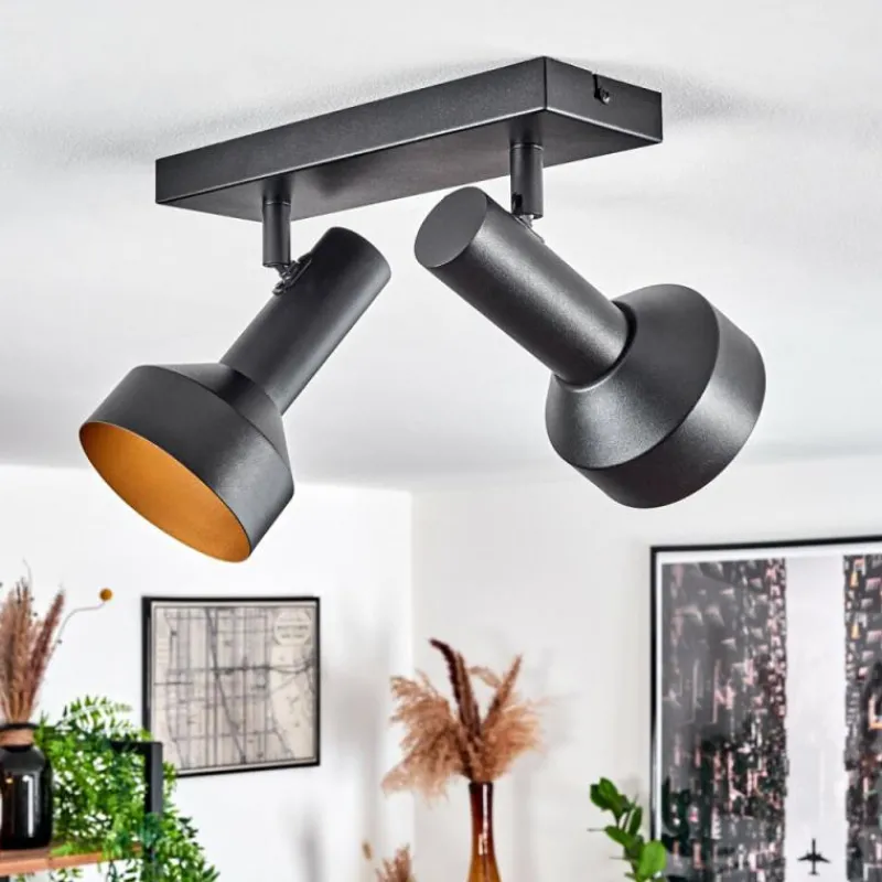 Lampes Dorées-hofstein Plafonnier Musko Noir, 2 lumières