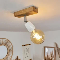 Lampes Vintages & Rétros-hofstein Plafonnier Musland Brun, Chrome, 1 lumière