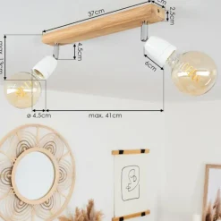 Lampes Vintages & Rétros-hofstein Plafonnier Musland Brun, Chrome, 2 lumières