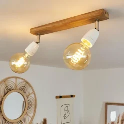 Lampes Vintages & Rétros-hofstein Plafonnier Musland Brun, Chrome, 2 lumières