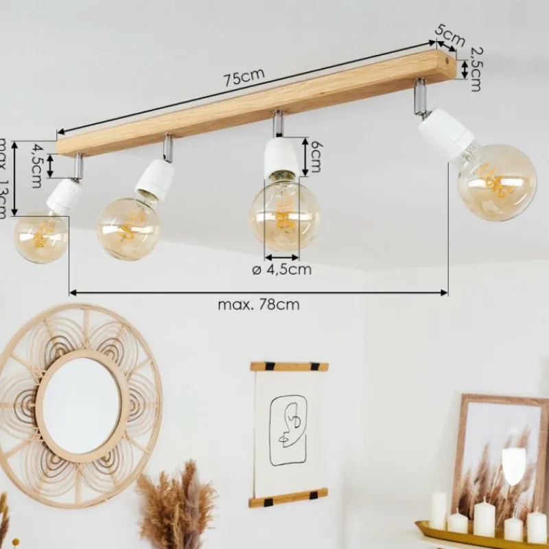 hofstein Plafonnier Musland Brun, Chrome, 4 lumières