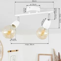 hofstein Plafonnier Musland Chrome, Blanc, 2 lumières* Spots Et Projecteurs