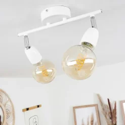 hofstein Plafonnier Musland Chrome, Blanc, 2 lumières* Spots Et Projecteurs