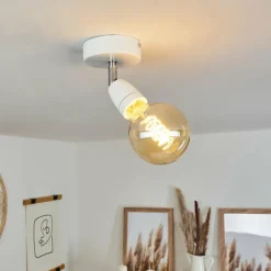 hofstein Plafonnier Musland Chrome, Blanc, 1 lumière* Spots Et Projecteurs