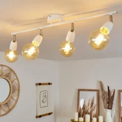 hofstein Plafonnier Musland Chrome, Blanc, 4 lumières* Spots Et Projecteurs