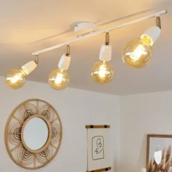 hofstein Plafonnier Musland Chrome, Blanc, 4 lumières* Spots Et Projecteurs