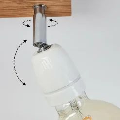 Lampes Vintages & Rétros-hofstein Plafonnier Musland Chrome, Bois foncé, Blanc, 3 lumières