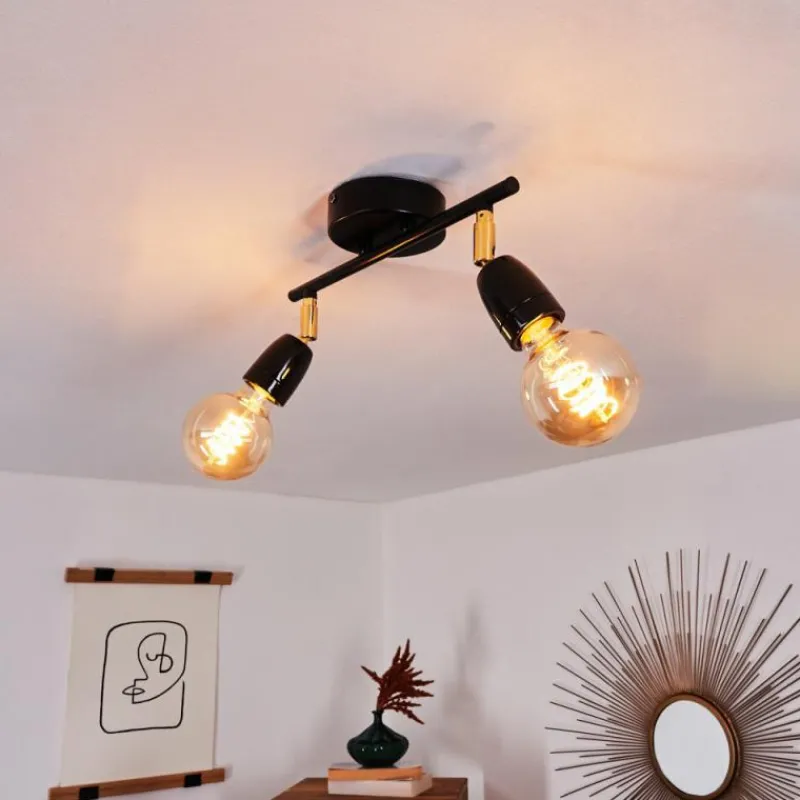 Lampes Dorées-hofstein Plafonnier Musland Or, Noir, 2 lumières