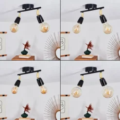 Lampes Dorées-hofstein Plafonnier Musland Or, Noir, 2 lumières