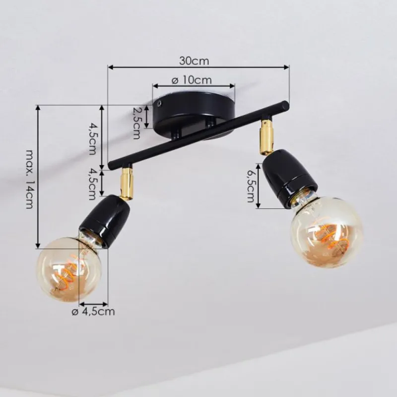 Lampes Dorées-hofstein Plafonnier Musland Or, Noir, 2 lumières