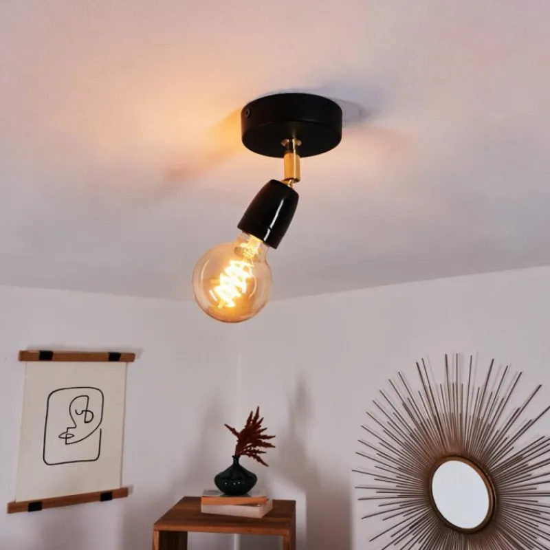 Lampes Dorées-hofstein Plafonnier Musland Or, Noir, 1 lumière