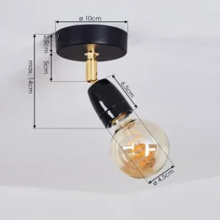 Lampes Dorées-hofstein Plafonnier Musland Or, Noir, 1 lumière