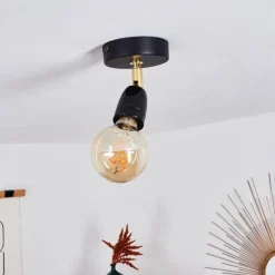 Lampes Dorées-hofstein Plafonnier Musland Or, Noir, 1 lumière