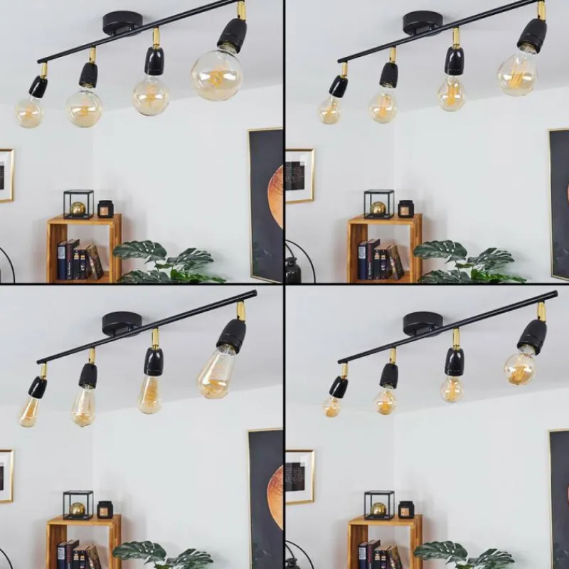 Lampes Dorées-hofstein Plafonnier Musland Or, Noir, 4 lumières