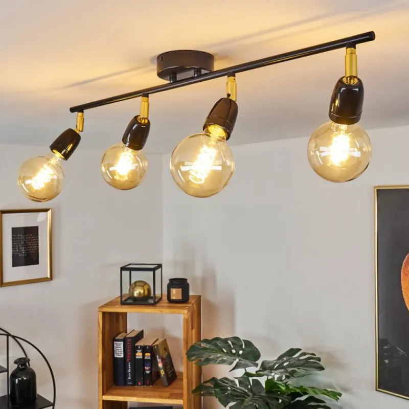 Lampes Dorées-hofstein Plafonnier Musland Or, Noir, 4 lumières