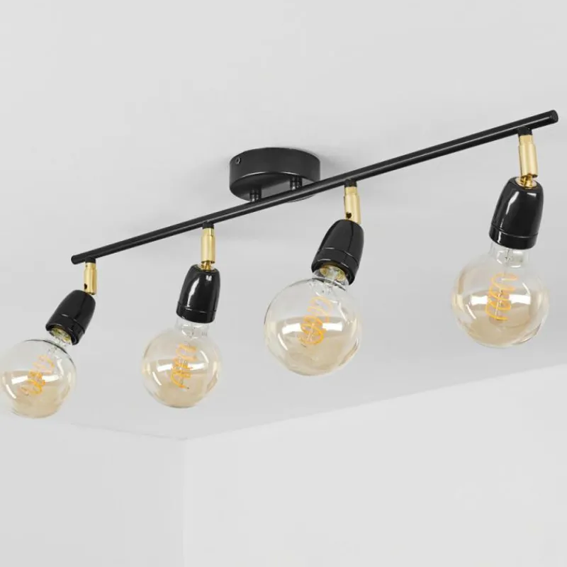 Lampes Dorées-hofstein Plafonnier Musland Or, Noir, 4 lumières