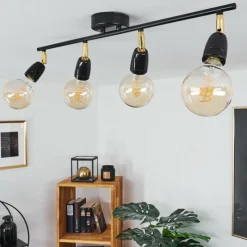 Lampes Dorées-hofstein Plafonnier Musland Or, Noir, 4 lumières