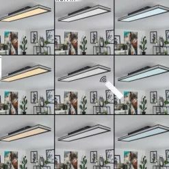 hofstein Plafonnier Nabbas LED Noir, 1 lumière, Télécommandes