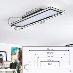 hofstein Plafonnier Nabbas LED Noir, 1 lumière, Télécommandes