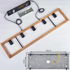 Lampes Vintages & Rétros-hofstein Plafonnier Nauleua Noir, 5 lumières