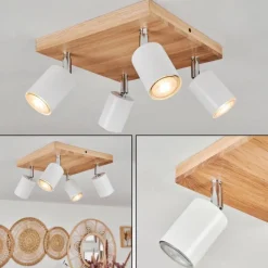 Luminaires Scandinaves-hofstein Plafonnier Nazca Chrome, Écru, 4 lumières