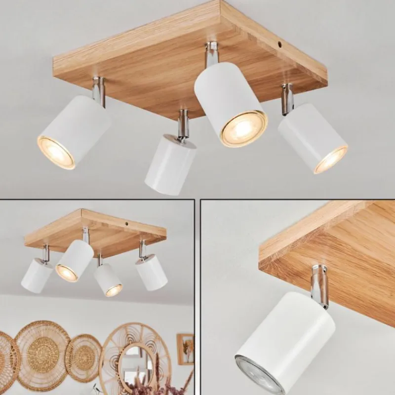 Luminaires Scandinaves-hofstein Plafonnier Nazca Chrome, Écru, 4 lumières