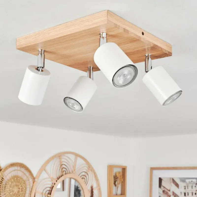 Luminaires Scandinaves-hofstein Plafonnier Nazca Chrome, Écru, 4 lumières