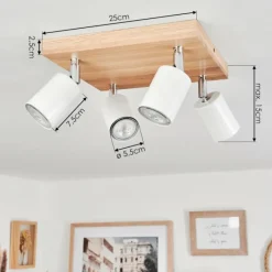 Luminaires Scandinaves-hofstein Plafonnier Nazca Chrome, Écru, 4 lumières