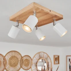 Luminaires Scandinaves-hofstein Plafonnier Nazca Chrome, Écru, 4 lumières